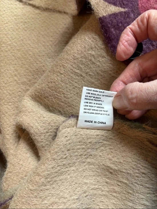 5XL-Floral Pattern V-Neck Cardigan Sweater in Beige with Pink & Green - Picture 3 of 6